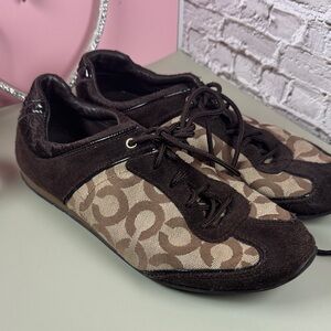 Coach Women's Brown and Tan Logo Sneakers
